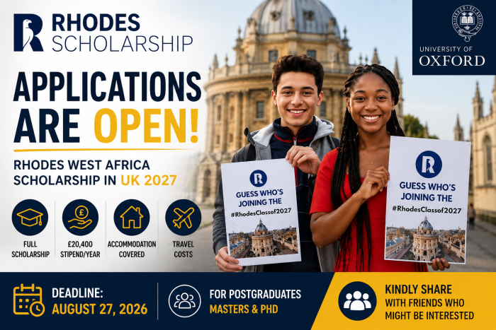 Rhodes West Africa Scholarship in UK 2027 | Fully Funded