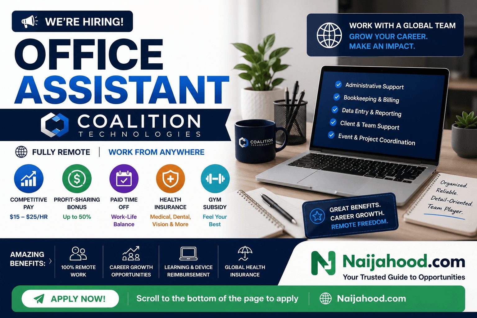 Office Assistant Remote Job at Coalition Technologies – Work From Anywhere