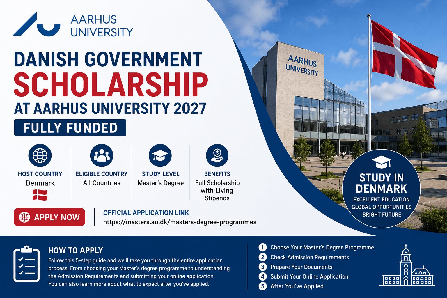 Danish Government Scholarship at Aarhus University 2027 | Fully Funded