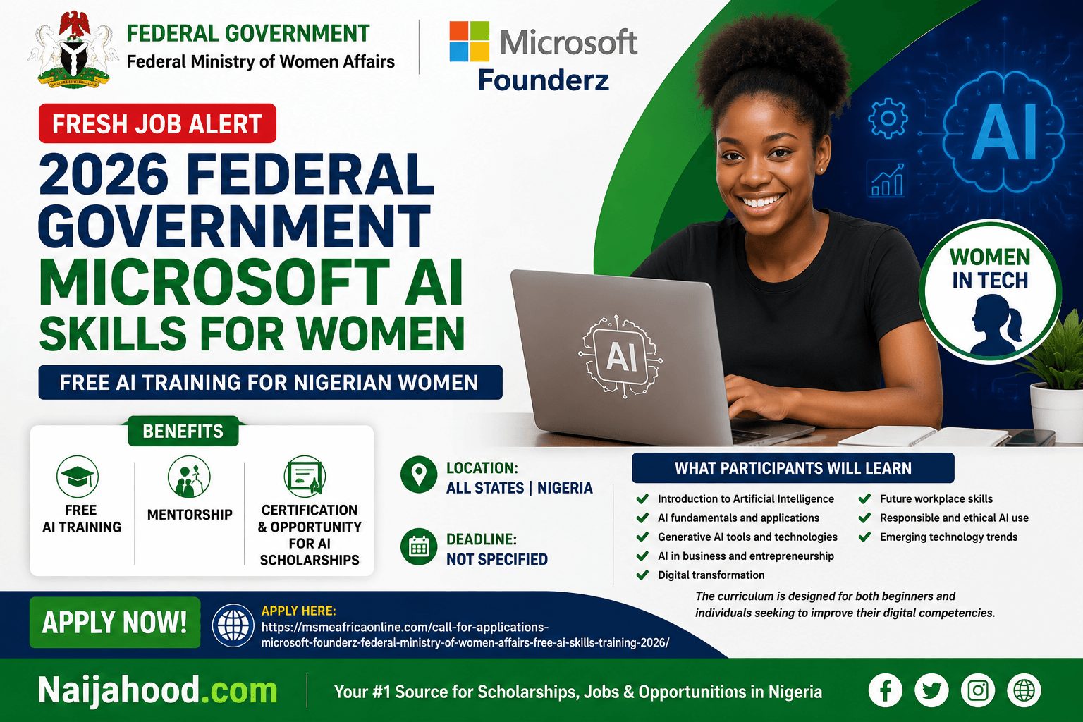Federal Government Microsoft AI Skills for Women 2026 | Free AI Training