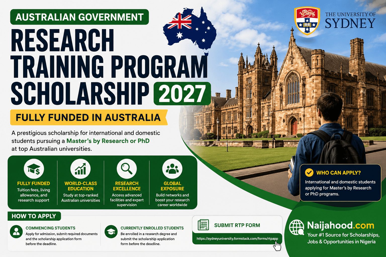 Australian Government Research Training Program Scholarship 2027 | Fully Funded in Australia