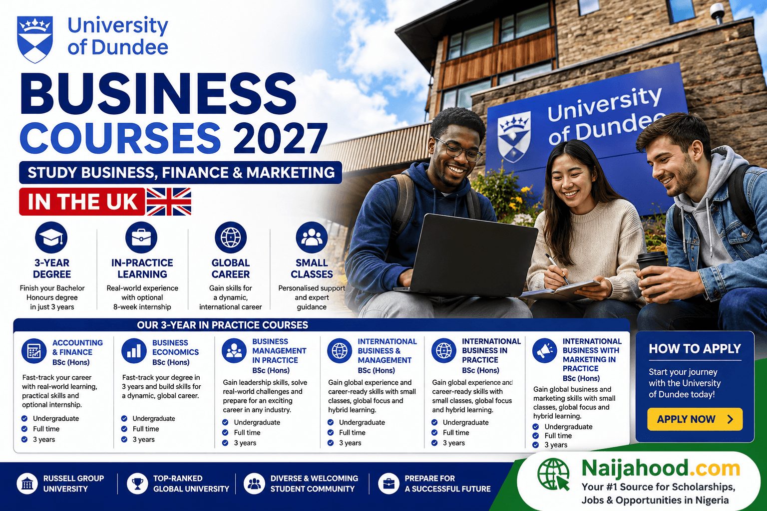 University of Dundee Business Courses 2027 | Study Business, Finance and Marketing in the UK