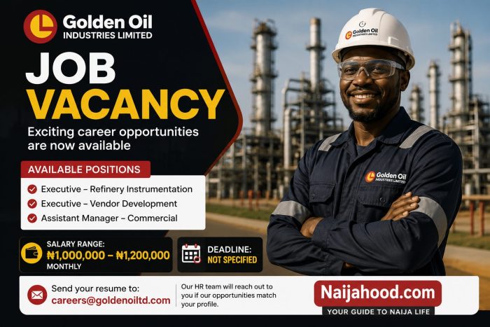 Job Vacancy At Golden Oil Industries Limited