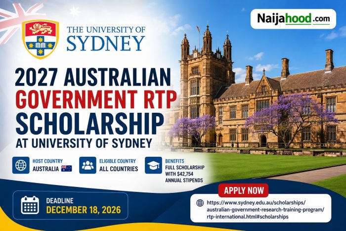2027 Australian RTP Scholarship At The University Of Sydney