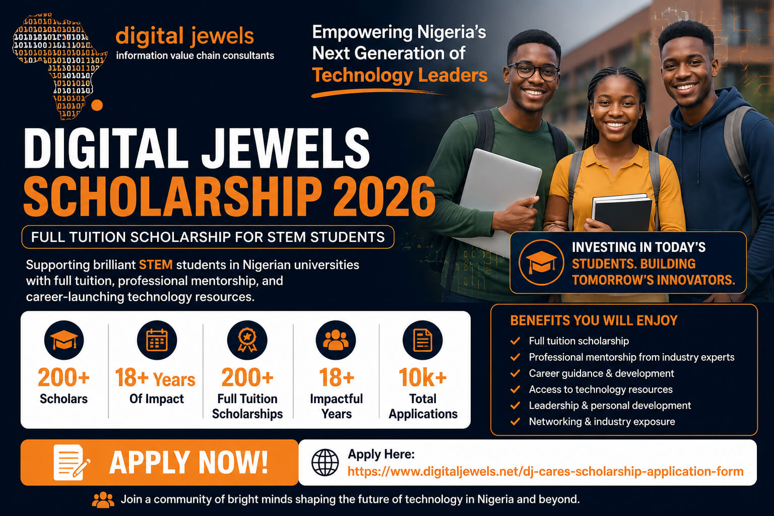 Digital Jewels Scholarship 2026 in Nigeria | Full Tuition Scholarship for STEM Students