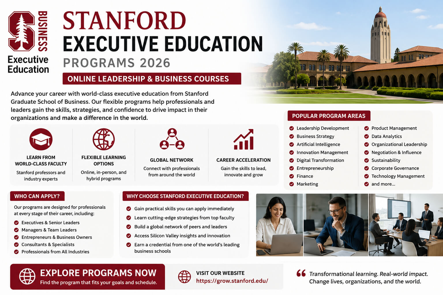 Stanford Executive Education Programs 2026 | Online Leadership & Business Courses