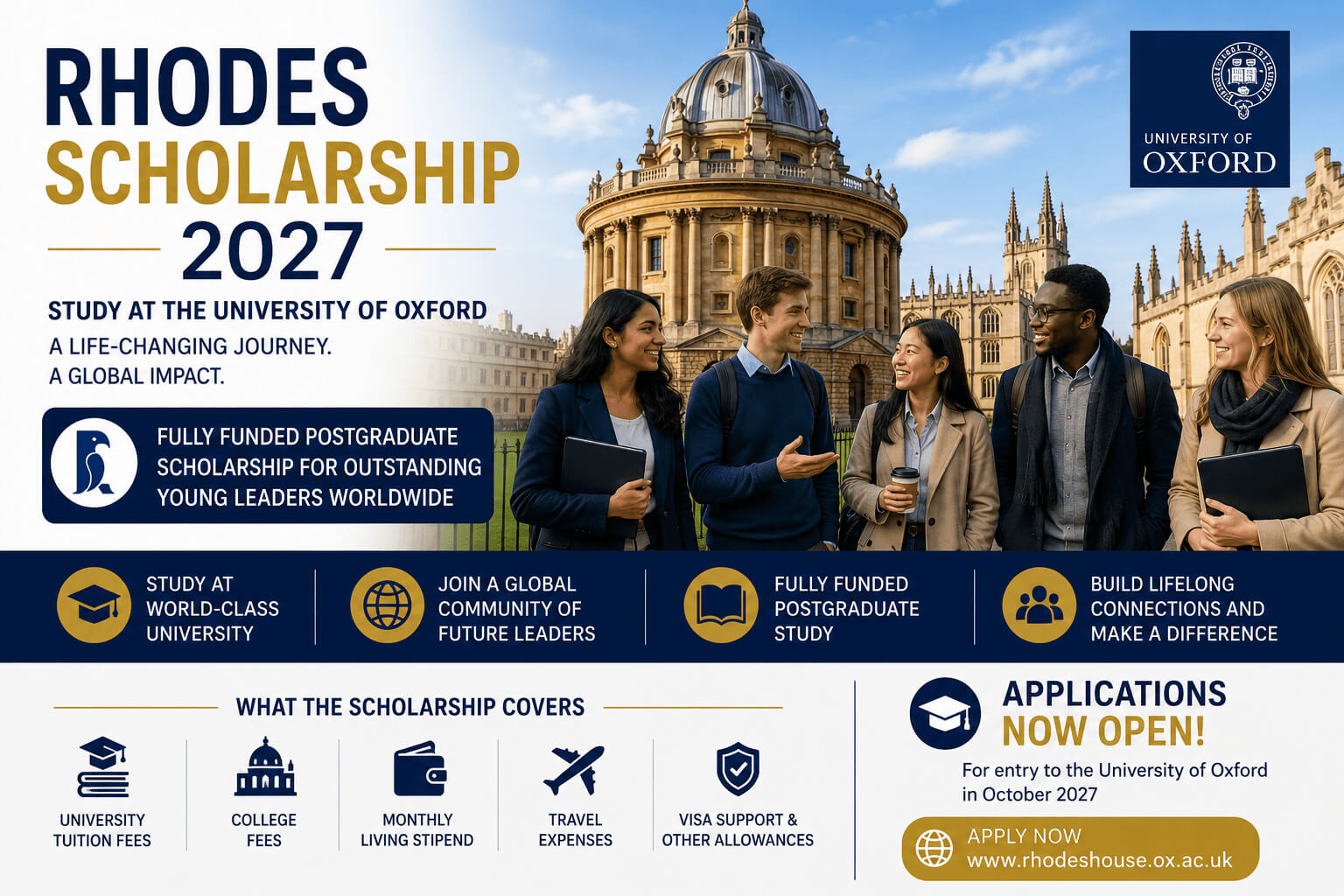 Rhodes Scholarship 2027 at the University of Oxford | Fully Funded Postgraduate Scholarship in the UK