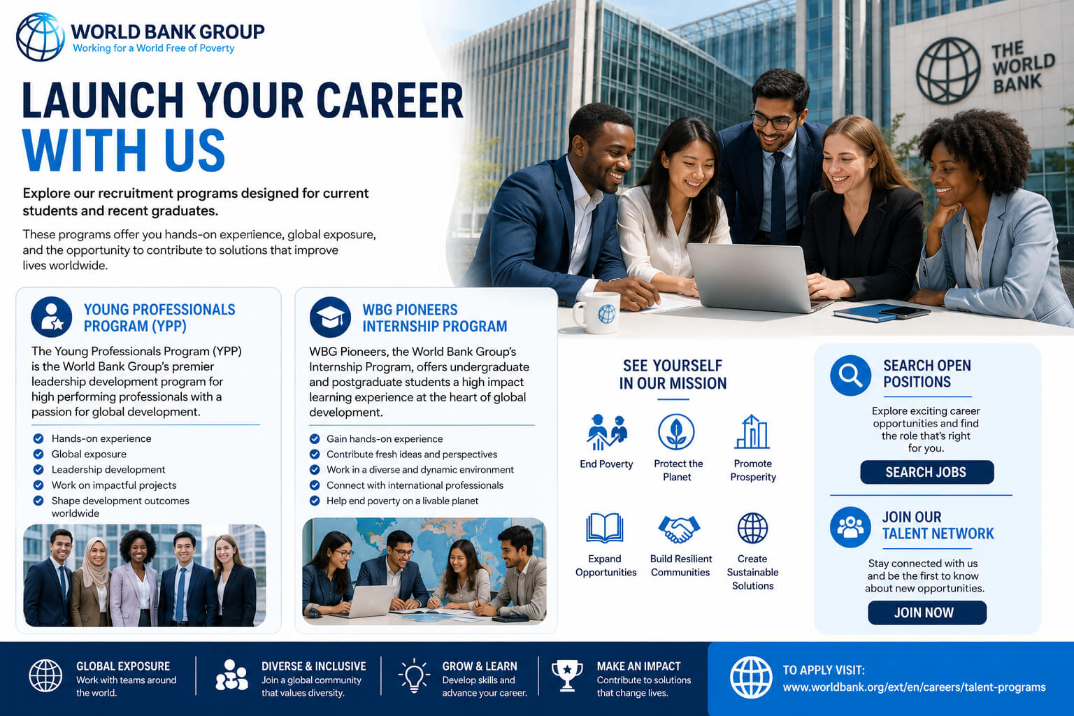 World Bank Young Professionals Program & WBG Pioneers Internship 2027 | Global Career Opportunities