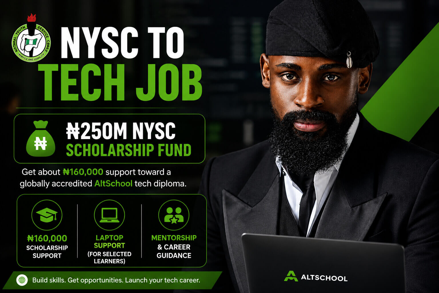 NYSC to Tech Job Scholarship 2027 | Get ₦160,000 for an AltSchool Africa Tech Diploma