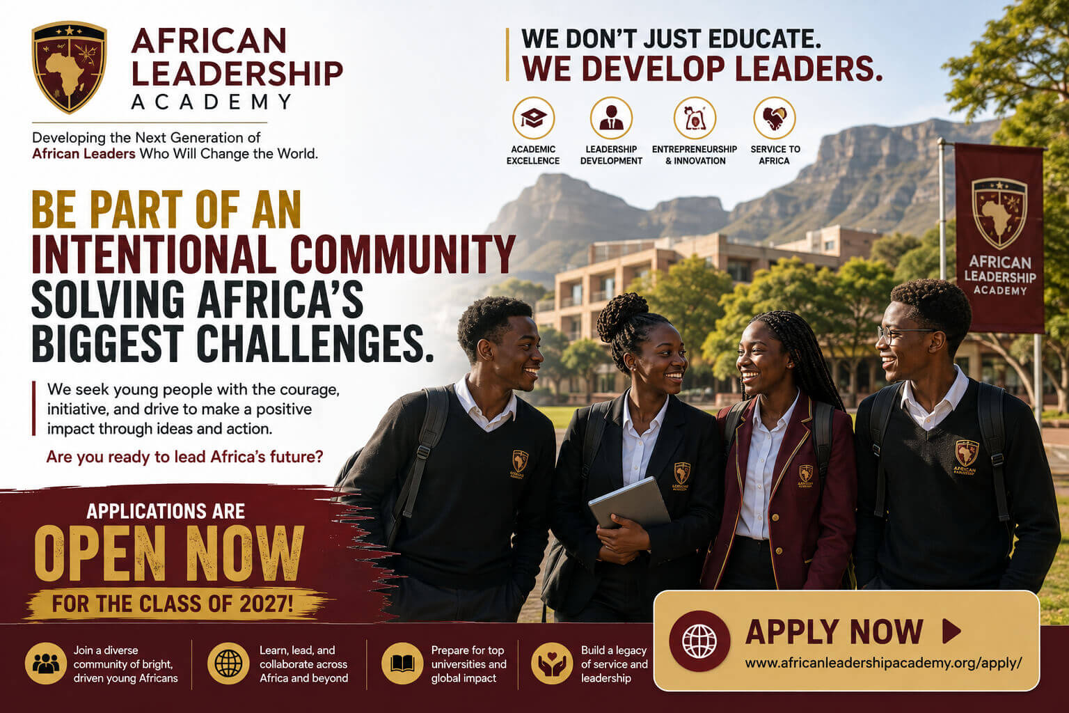 African Leadership Academy Class of 2027 | Apply to Join Africa’s Future Leaders
